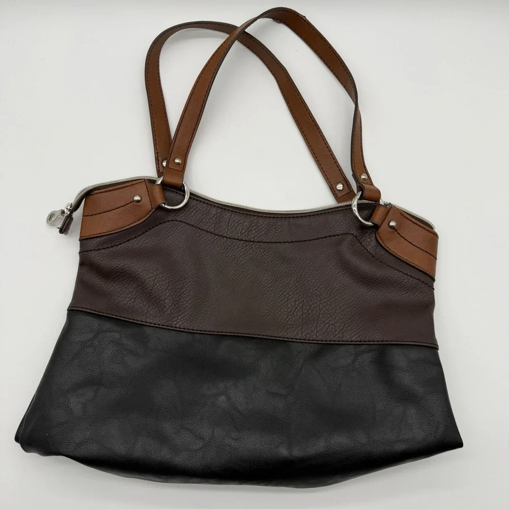 Relic Prescott Leather Shoulder Hobo Bag Y2K Black and Brown
